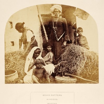 Grass Cutters, Hindoos, Madras, from The People of India, by J. Forbes Watson, published 1868 by English Photographer