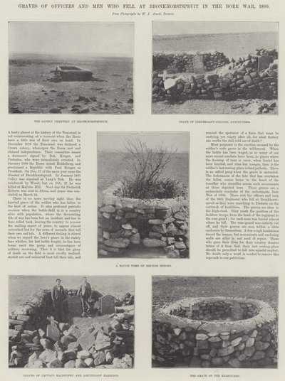 Graves of Officers and Men who fell at Bronkhorstspruit in the Boer War, 1880 by English Photographer