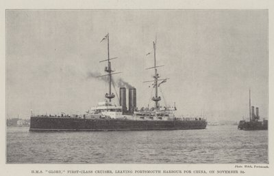 HMS Glory, First-Class Cruiser, leaving Portsmouth Harbour for China, on 24 November by English Photographer
