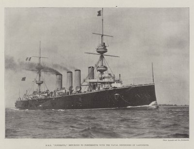 HMS Powerful returned to Portsmouth with the Naval Defenders of Ladysmith by English Photographer