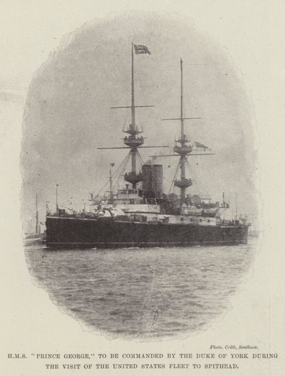 HMS Prince George, to be Commanded by the Duke of York during the Visit of the United States Fleet to Spithead by English Photographer