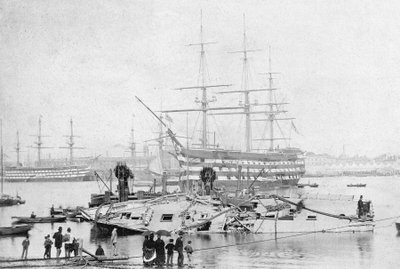 HMS Victory in Portsmouth Harbour, c.1870 by English Photographer
