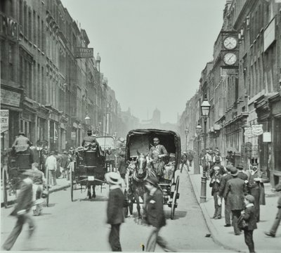 Hatton Garden: looking north from Holborn Circus, London, 1895 by English Photographer