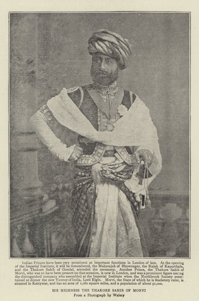His Highness the Thakore Sahib of Morvi by English Photographer