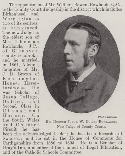 His Honour Judge W Bowen-Rowlands, New Judge of County Courts by English Photographer