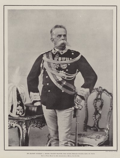 His Majesty Humbert I, Renier Charles Emanuel Jean Marie Fernand Eugene, King of Italy by English Photographer