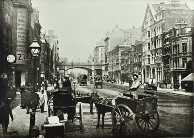 Holborn Viaduct, Farringdon Street, looking north, City of London, 1890 by English Photographer