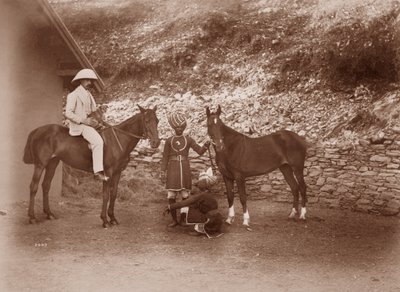Horses at Simla, Queen Mab and Gladys by English Photographer