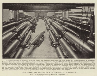 In Readiness, the Interior of a Torpedo Store at Portsmouth by English Photographer