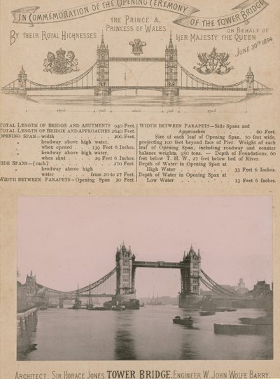 In Commemoration of the Opening of the Tower Bridge by English Photographer