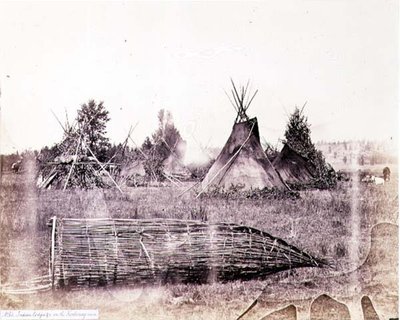 Indian Lodges on the Kootenay River by English Photographer