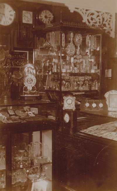 Interior of English silver or jewellery shop by English Photographer