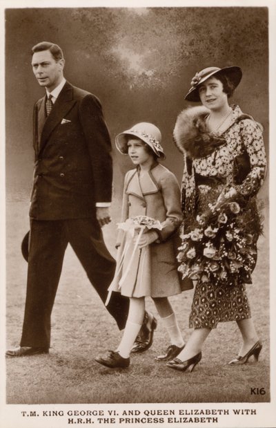 King George VI and Queen Elizabeth with their daughter Princess Elizabeth (later Queen Elizabeth II) by English Photographer
