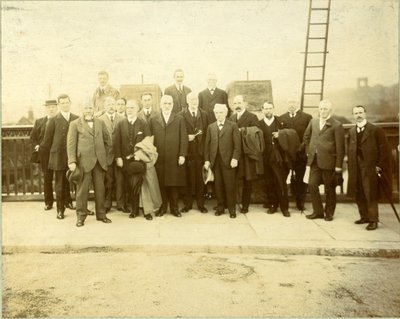 Kirkstall Bridge Reconstruction, opened by Alderman F. M. Lupton, J.P., June 28th 1912 (b/w photo) by English Photographer