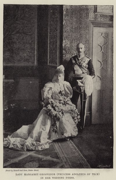 Lady Margaret Grosvenor (Princess Adolphus of Teck) in her Wedding Dress by English Photographer
