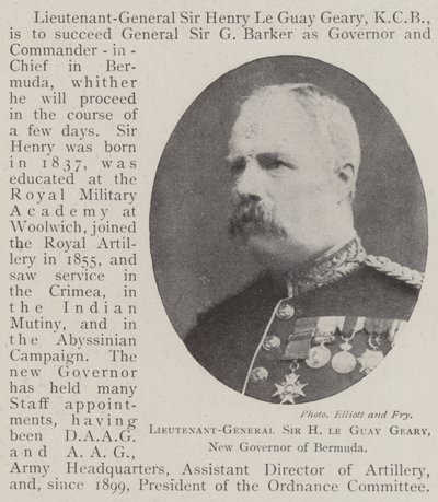 Lieutenant-General Sir H Le Guay Geary, New Governor of Bermuda by English Photographer