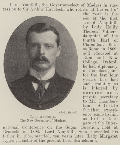 Lord Ampthill, the New Governor of Madras by English Photographer