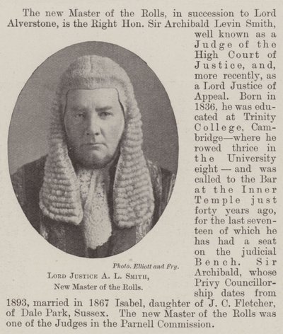Lord Justice A L Smith, New Master of the Rolls by English Photographer