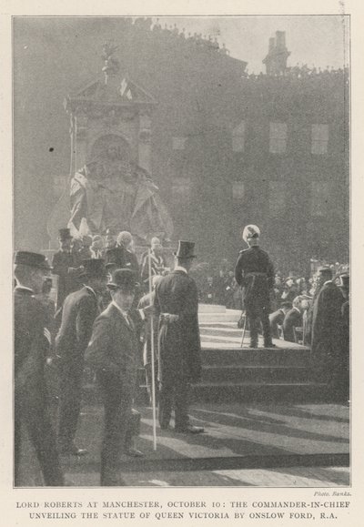 Lord Roberts at Manchester, 10 October, the Commander-in-Chief unveiling the Statue of Queen Victoria by Onslow Ford, RA by English Photographer