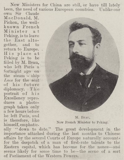 M Beau, New French Minister to Peking by English Photographer