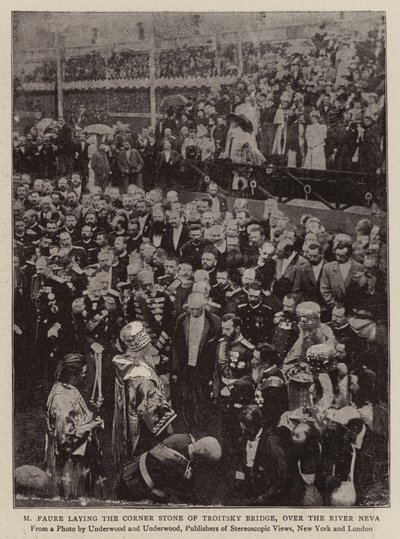 M Faure laying the Corner Stone of Troitsky Bridge, over the River Neva by English Photographer