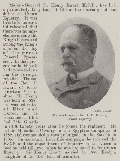 Major-General Sir H P Ewart, Crown Equerry by English Photographer