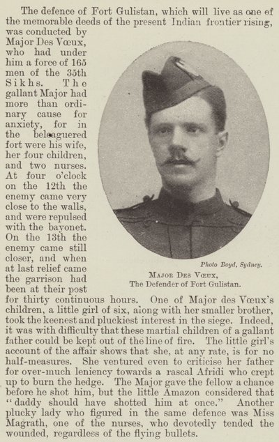 Major Des Voeux, the Defender of Fort Gulistan by English Photographer