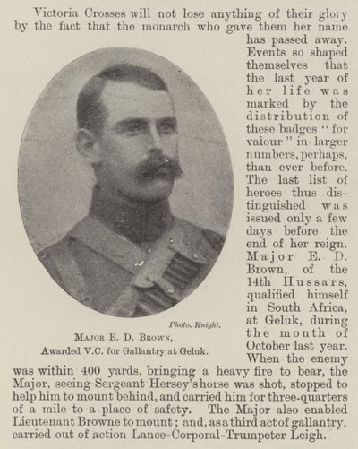 Major E D Brown, awarded VC for Gallantry at Geluk by English Photographer