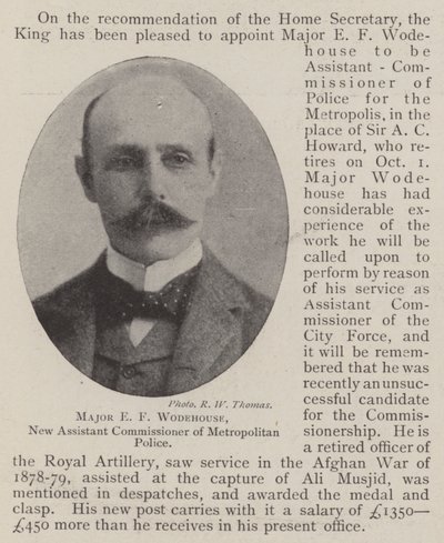 Major E F Wodehouse, New Assistant Commissioner of Metropolitan Police by English Photographer