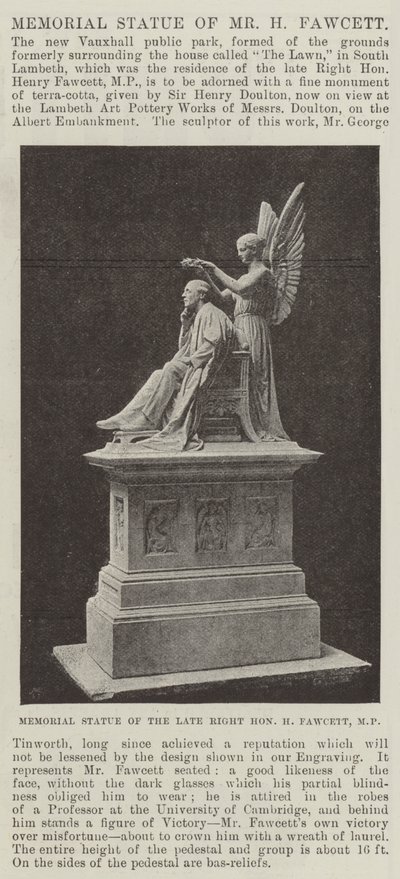 Memorial Statue of Mr H Fawcett by English Photographer