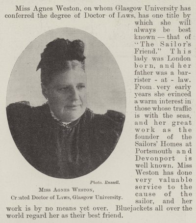 Miss Agnes Weston, created Doctor of Laws, Glasgow University by English Photographer
