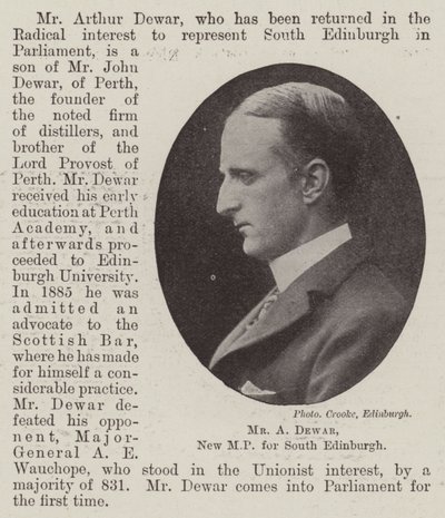 Mr. A. Dewar, New MP for South Edinburgh by English Photographer
