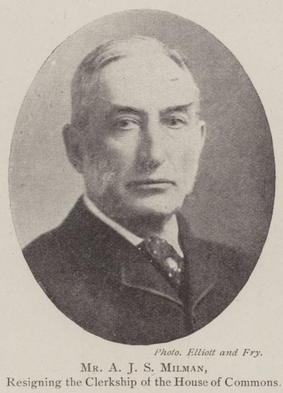 Mr A J S Milman, Resigning the Clerkship of the House of Commons by English Photographer