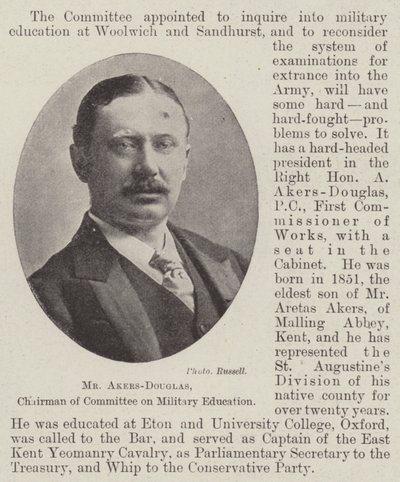 Mr Akers-Douglas, Chairman of Committee on Military Education by English Photographer