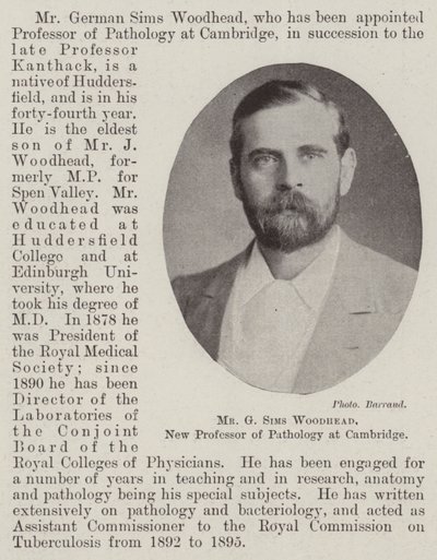 Mr G Sims Woodhead, New Professor of Pathology at Cambridge by English Photographer