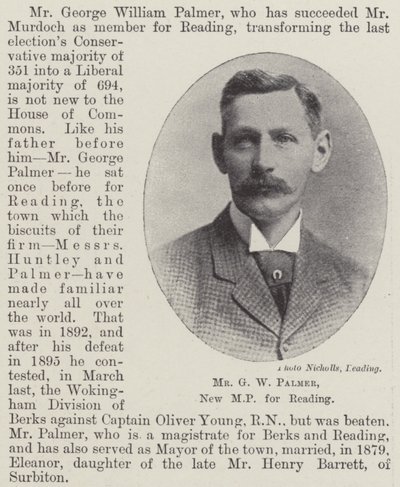 Mr G W Palmer, New MP for Reading by English Photographer