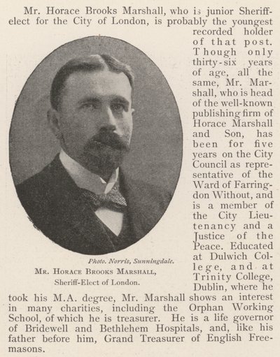 Mr Horace Brooks Marshall, Sheriff-Elect of London by English Photographer