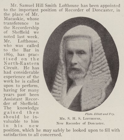 Mr S H S Lofthouse, New Recorder of Doncaster by English Photographer