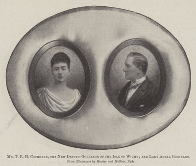 Mr T B H Cochrane, the New Deputy-Governor of the Isle of Wight; and Lady Adela Cochrane by English Photographer