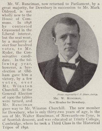 Mr W Runciman, New Member for Dewsbury by English Photographer