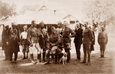Narrain Sing, Hassan Ali, Major Hamilton D. Taylor, Ram Singh, Mohamad Khan, HSR Sir Fred, Col. P. Carew, c.1886 by English Photographer