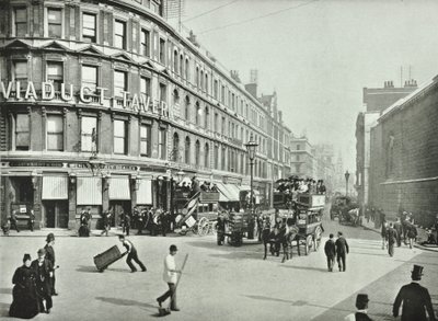 Newgate Street, looking east from Old Bailey, City of London, 1890 by English Photographer