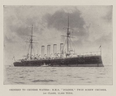 Ordered to Chinese Waters, HMS Diadem, Twin Screw Cruiser, 1st Class, 11,000 Tons by English Photographer