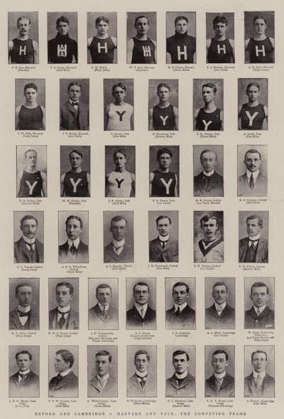Oxford and Cambridge vs Harvard and Yale, the Competing Teams by English Photographer