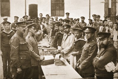 Parcels Arriving from Home, Handforth, illustration from German Prisoners in Great Britain by English Photographer