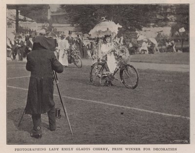 Photographing Lady Emily Gladys Cherry, prize winner for decoration by English Photographer