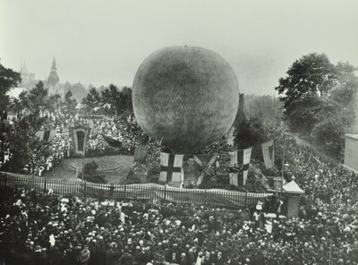 Poplar Recreation Ground: Crowds Watch a Hot Air Balloon, 1892 by English Photographer