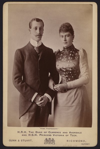 Portrait, Prince Albert Victor, eldest son of King Edward VII, and Princess Mary of Teck by English Photographer