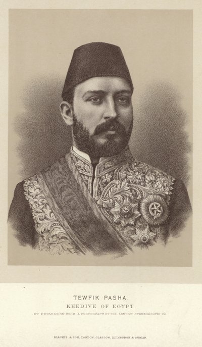 Portrait of Tewfik Pasha, Khedive of Egypt by English Photographer