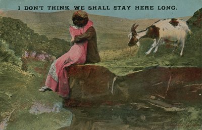 Postcard of lovers on a cliff, sent in 1913 by English Photographer